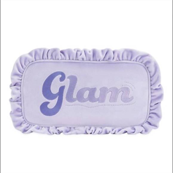 NEW STONEY CLOVER LANE women's velvet ruffle small “glam” pouch in purple - Picture 1 of 4